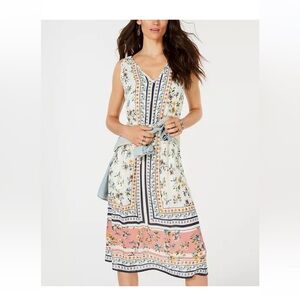Lucky Brand Olivia Scarf-Print Midi Dress